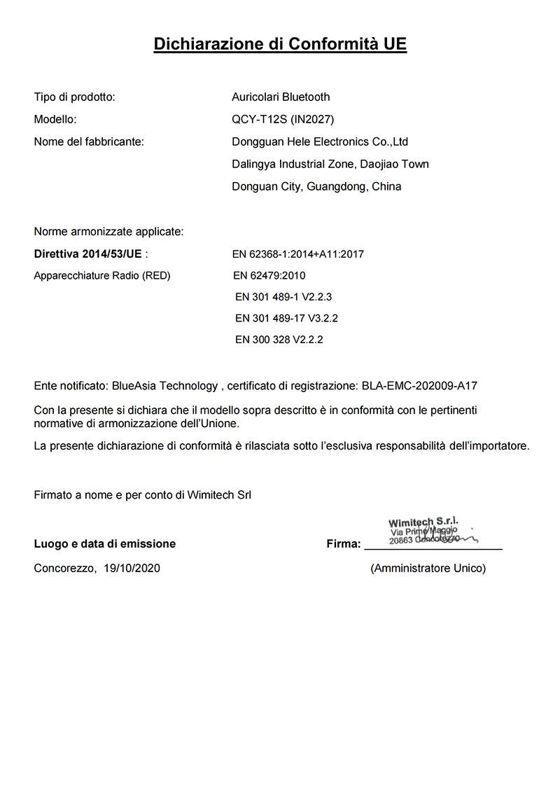 Dichiarazione di Conformità UE - T12S IN2027